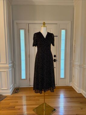 Dkny Black Polka Dot Midi Dress